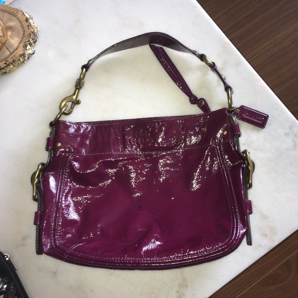 Authentic Coach patent leather plum / purple purse - Picture 4 of 13